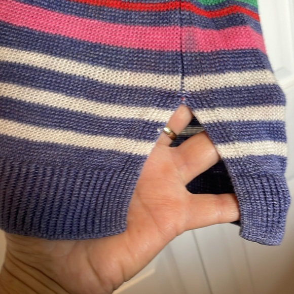 Women’s Talbots M 100% linen sweater Purple/pink horizontal striped 3/4 sleeves - Picture 7 of 8